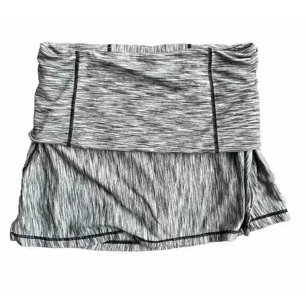 prAna Venus Skort Skirt Lined Fold Over Space Dye Black Zip Pocket small